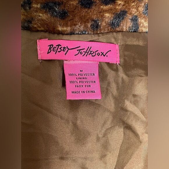 Betsey Johnson Faux Fur Leopard Cheetah Vest M - Picture 5 of 7